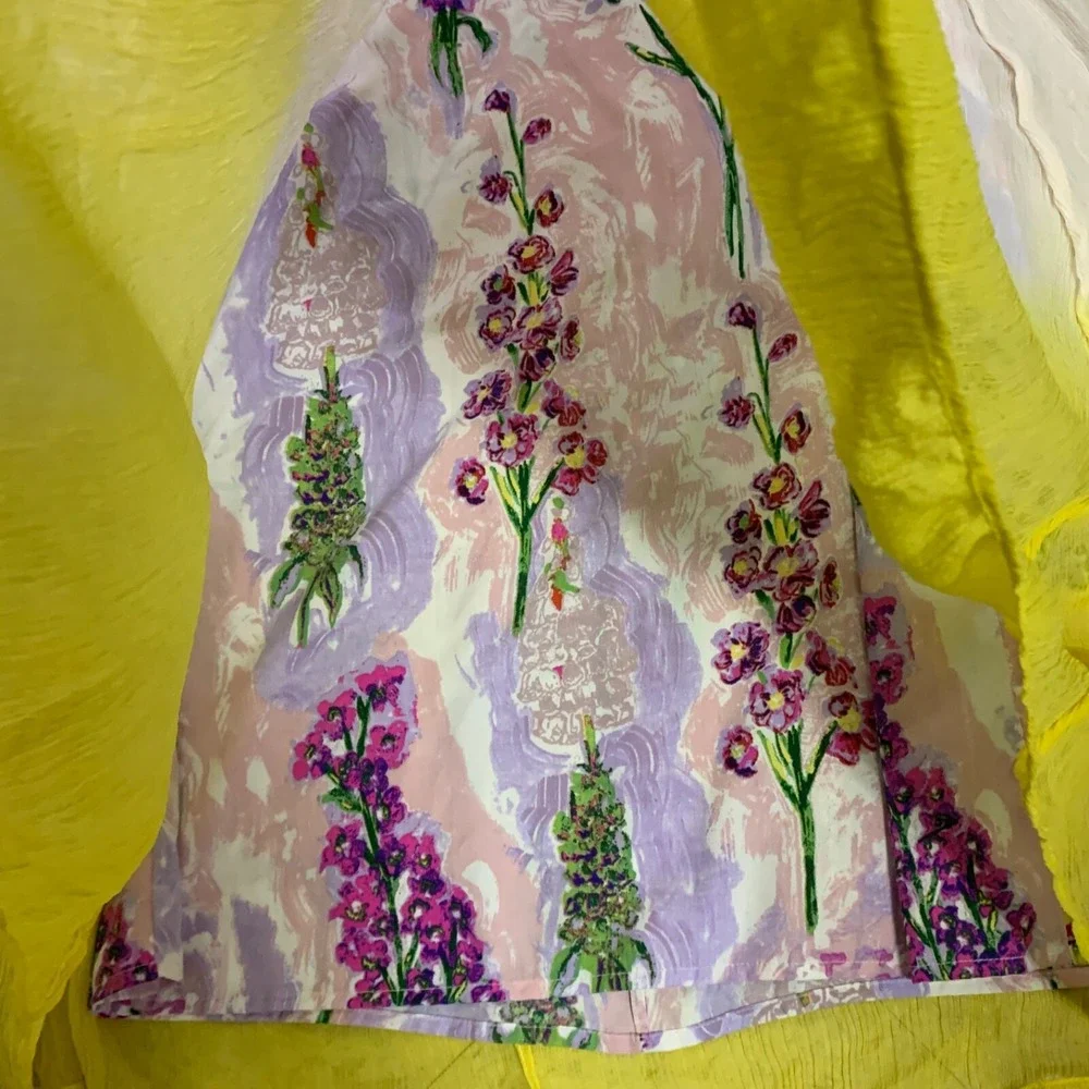 HD IN PARIS Anthropologie Women's Sz 0 Dipped Chroma Swing Dress Purple Yellow - Picture 4 of 10